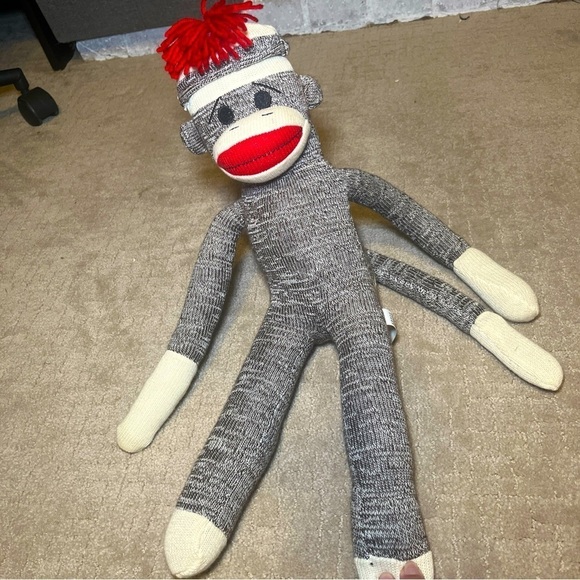 Schylling Rowley Sock Monkey Retro Brown & White Red Lips 20" - Picture 1 of 7